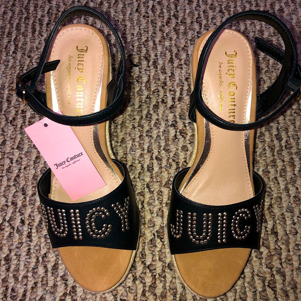 NWT Juicy Couture black espadrille wedge; S 6 1/2